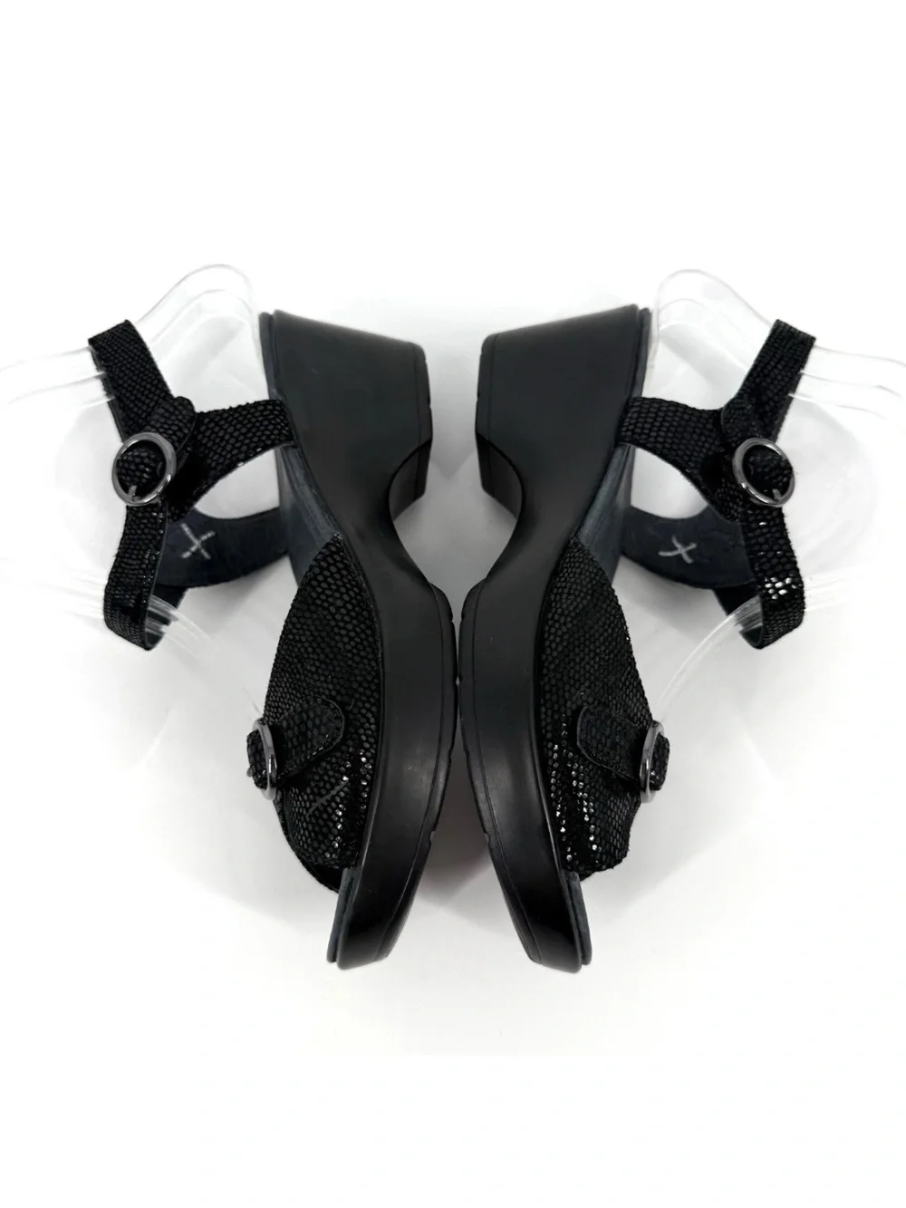 Dansko Dillon June Sandals Black Shimmer Buckle Womens Size EU 39 US 8.5 - 9